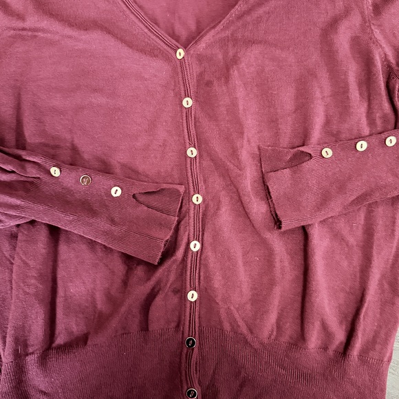 Primark Librarian burgundy Long sleeve preppy button up cardigan large in Red - Picture 2 of 6